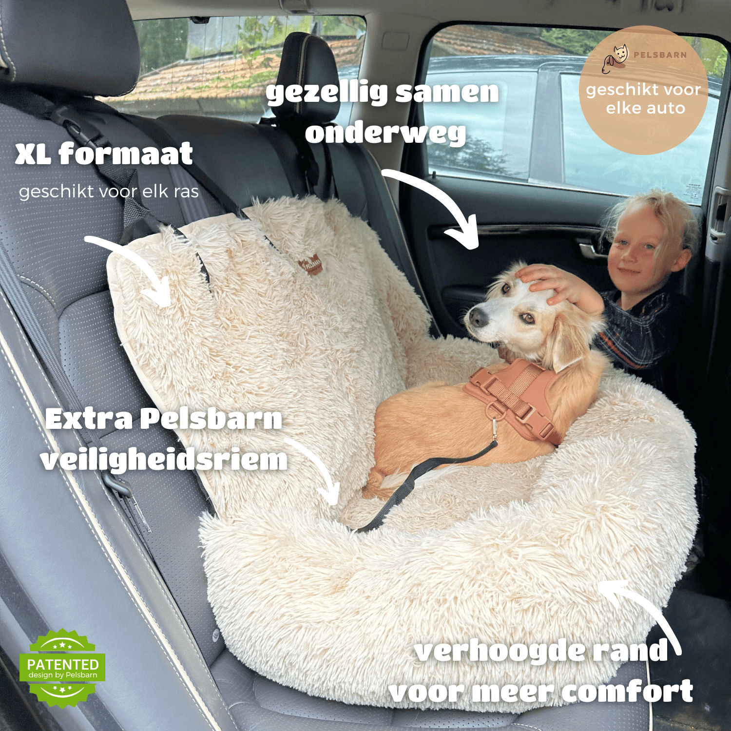 Pelsbarn Auto Hondenmand + Gratis Veiligheidsriem