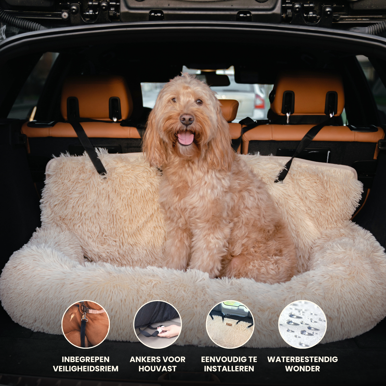 Pelsbarn Auto Hondenmand + Gratis Veiligheidsriem